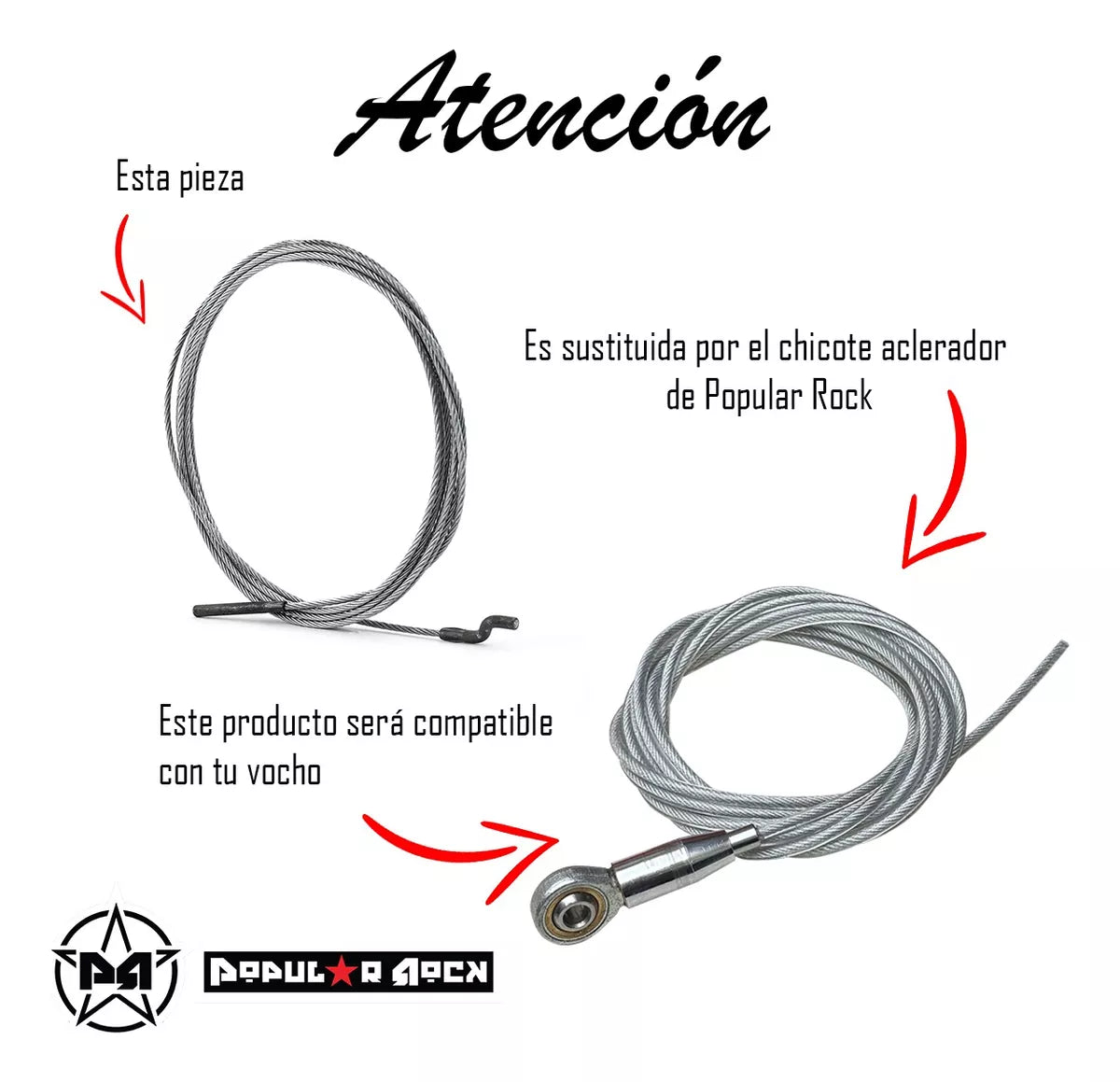 Cable chicote acelerador con ball joint Volkswagen Vocho